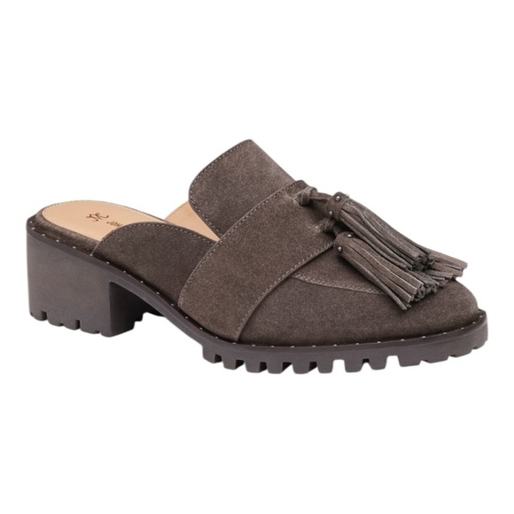 Johnston & Murphy Women's Alice Fringe Mule Slip On Gray Suede NWOB 9.5 - Picture 1 of 14